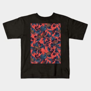 Mice and blackberries on red Kids T-Shirt